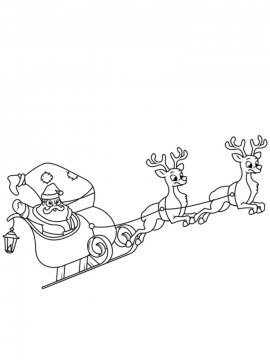 Раскраска Дед Мороз с оленями 36 - Бесплатно распечатать