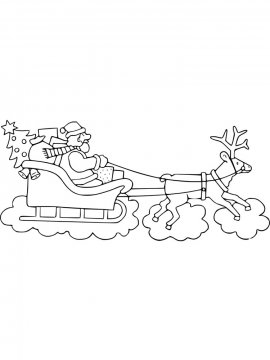 Раскраска Дед Мороз с оленями 8 - Бесплатно распечатать