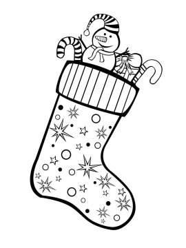 Раскраска новогодний носок 12 - Бесплатно распечатать