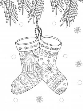 Раскраска новогодний носок 18 - Бесплатно распечатать