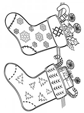 Раскраска новогодний носок 24 - Бесплатно распечатать