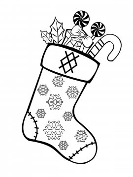 Раскраска новогодний носок 29 - Бесплатно распечатать