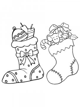 Раскраска новогодний носок 34 - Бесплатно распечатать