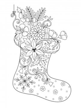 Раскраска новогодний носок 37 - Бесплатно распечатать