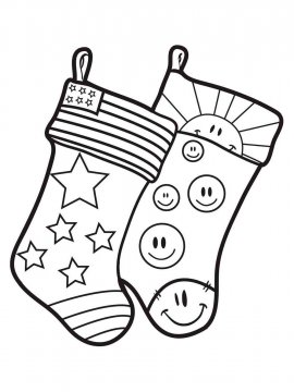 Раскраска новогодний носок 9 - Бесплатно распечатать
