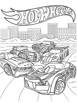 Hot Wheels логотип и гоночные автомобили в городе