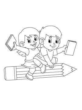 Два мальчика на гигантском карандаше с книгами
