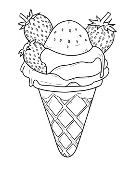 Мороженое в рожке с пряниками и клубникой